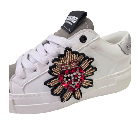 Sneaker Sacred bianca con ricamo sacro cuore gioiello