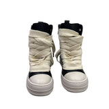 Sneakers alte unisex Censored Star 2.0 in ecopelle nera con spessi lacci oversize