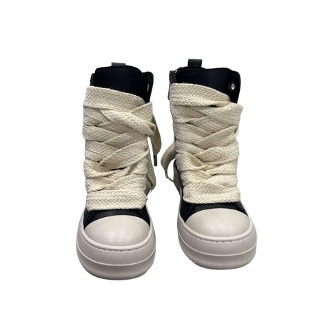 Sneakers alte unisex Censored Star 2.0 in ecopelle nera con spessi lacci oversize
