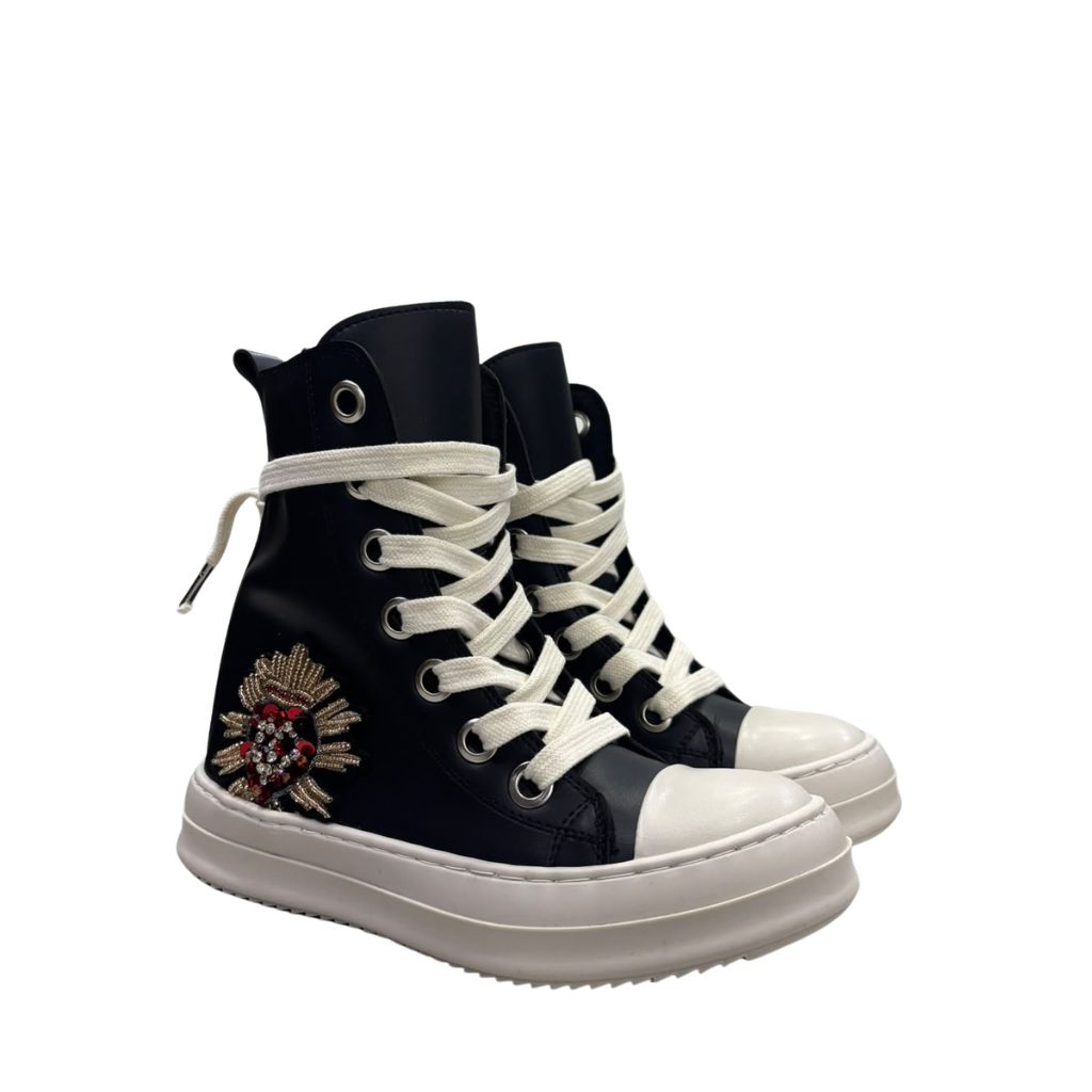 Sneakers alte unisex Censored Sacred in ecopelle nera