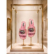 Sandalo flat donna rosa con frange e corona-gioiello strass multicolor.