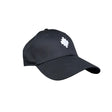 Cappello baseball County of Milan in cotone nero con logo geometrico ricamato in bianco sul fronte.
