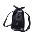 Borsa mini tote nera in ecopelle County of Milan con stampa Leopard Wings oro e animalier, doppio manico e tracolla regolabile.