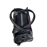 Mini tote bag County of Milan nera ecopelle liscia stampa Wings rosa fucsia doppi manici tracolla rimovibile