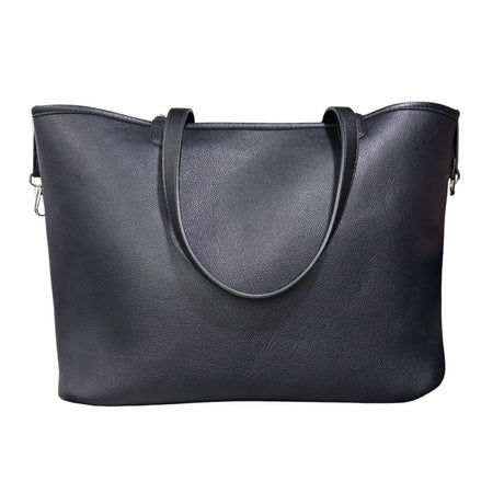 Borsa reversibile County of Milan in ecopelle: lato stampa leopardata all-over con logo croce e lato nero con stampa Leopard Wings oro, pochette coordinata inclusa.