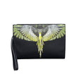 Borsello uomo County of Milan nero in ecopelle con stampa ali Wings verde giallo