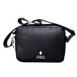 Borsello tracolla uomo County of Milan nero ecopelle liscia logo bianco tasca retro chiappa tracolla regolabile