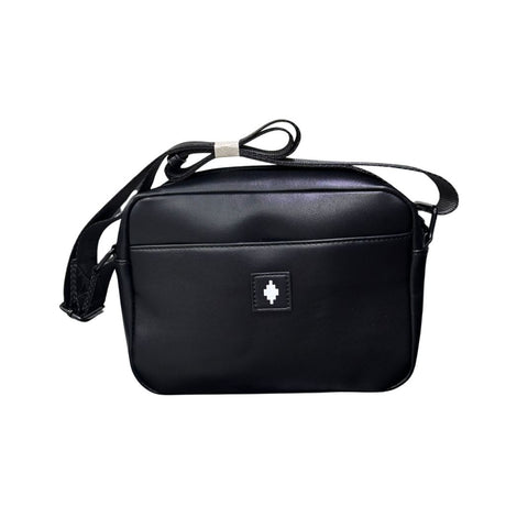 Borsello tracolla uomo County of Milan nero ecopelle liscia logo bianco tasca retro chiappa tracolla regolabile