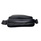 Borsello a tracolla uomo County of Milan nero ecopelle bottolata con logo bianco e tracolla nylon logata