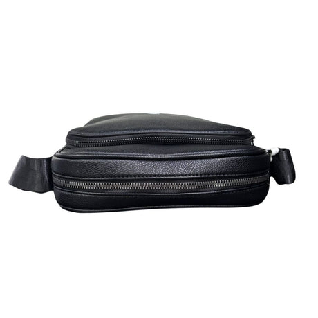 Borsello a tracolla uomo County of Milan nero ecopelle bottolata con logo bianco e tracolla nylon logata