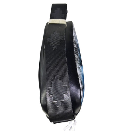 Borsello tracolla County of Milan nero ecopelle liscia stampa Wings Royal blu royal turchese giallo tasca retro