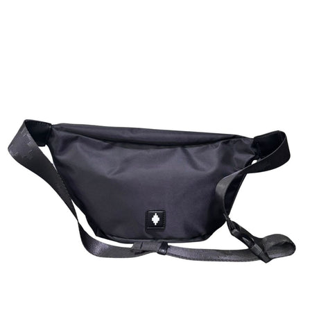 Marsupio nero County of Milan in licra con logo a croce bianco e tasca esterna a zip.