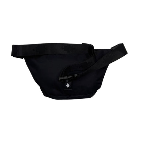 Marsupio nero County of Milan in licra con logo a croce bianco e tasca esterna a zip.