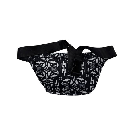 Marsupio in lycra nero e bianco con stampa geometrica Navajo, County of Milan.