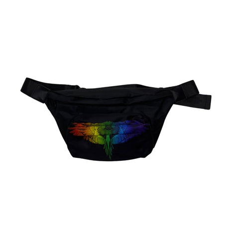 Marsupio in lycra nero con stampa ali arcobaleno, County of Milan, Rainbow Wings.