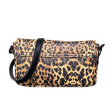 Mini bag in ecopelle liscia County of Milan con stampa leopardata all-over, logo croce nera in rilievo e tracolla nera regolabile.