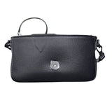 Mini bag nera in ecopelle bottalata County of Milan con logo croce in rilievo tono su tono, tracolla regolabile e chiusura a patta.