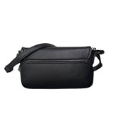 Mini bag nera in ecopelle bottalata County of Milan con logo croce in rilievo tono su tono, tracolla regolabile e chiusura a patta.