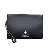 Borsello uomo County of Milan nero in ecopelle bottolata con logo bianco e polsino logato