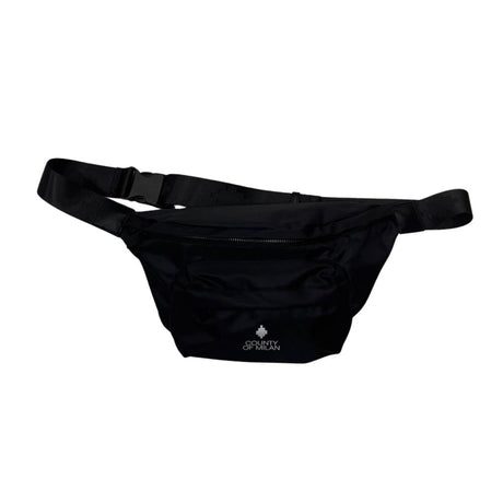 Marsupio nero County of Milan in licra con logo a croce bianco e tasca esterna a zip.