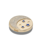 Charm singolo per Crocs dorato con luna di cristalli e stelle blu