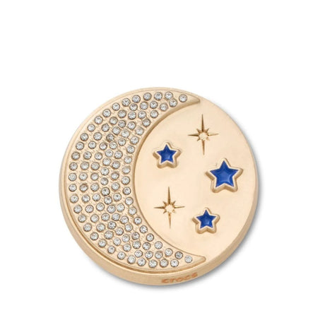 Charm singolo per Crocs dorato con luna di cristalli e stelle blu