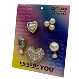 Set da 5 charm Jibbitz originali Crocs con cuori decorati