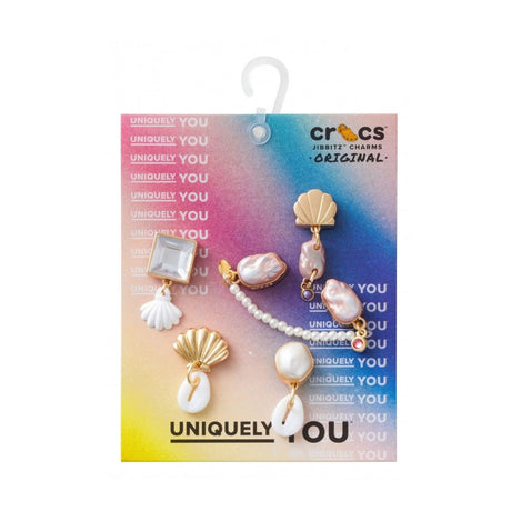 Kit di 5 charm per Crocs con conchiglie dorate e perle