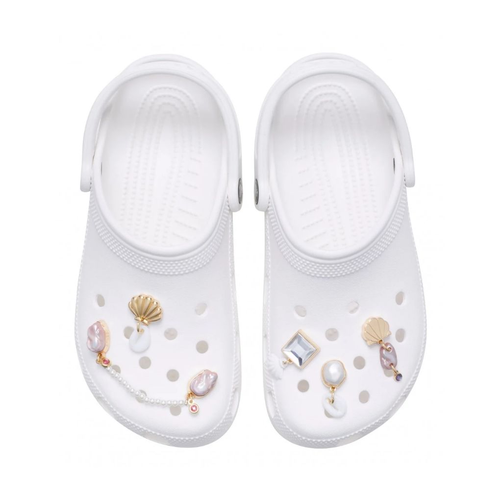 Kit di 5 charm per Crocs con conchiglie dorate e perle