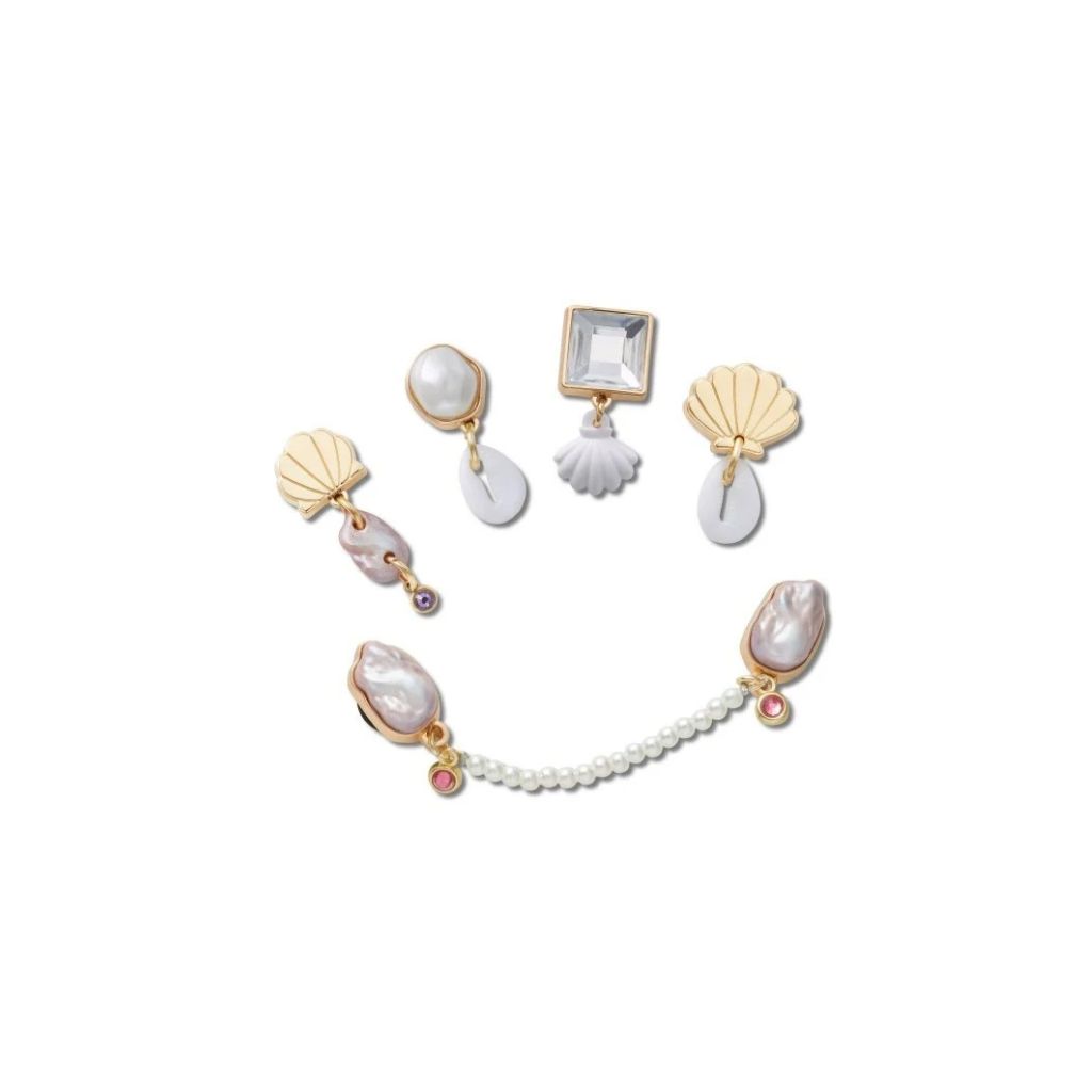 Kit di 5 charm per Crocs con conchiglie dorate e perle