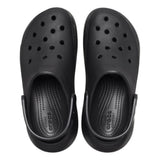 Zoccolo Crocs Classic Crush nero con suola platform arrotondata e cinturino al tallone