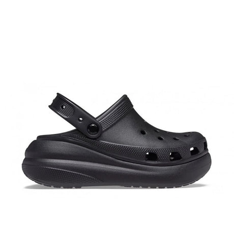 Zoccolo Crocs Classic Crush nero con suola platform arrotondata e cinturino al tallone