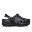 Zoccolo Crocs nero con zeppa, suola a motivo floreale
