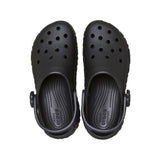 Zoccolo Crocs nero con zeppa, suola a motivo floreale