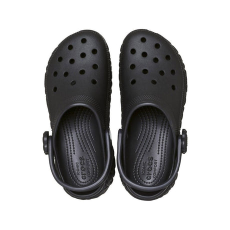 Zoccolo Crocs nero con zeppa, suola a motivo floreale