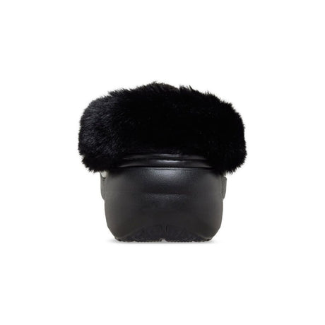 Clog Crocs Classic Platform nero con fodera effetto peluche e cinturino posteriore rivestito