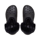 Clog Crocs Classic Platform nero con fodera effetto peluche e cinturino posteriore rivestito