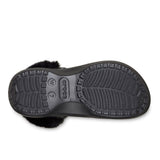 Clog Crocs Classic Platform nero con fodera effetto peluche e cinturino posteriore rivestito