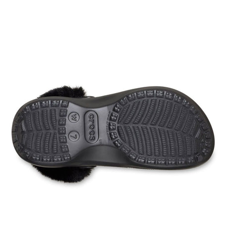 Clog Crocs Classic Platform nero con fodera effetto peluche e cinturino posteriore rivestito