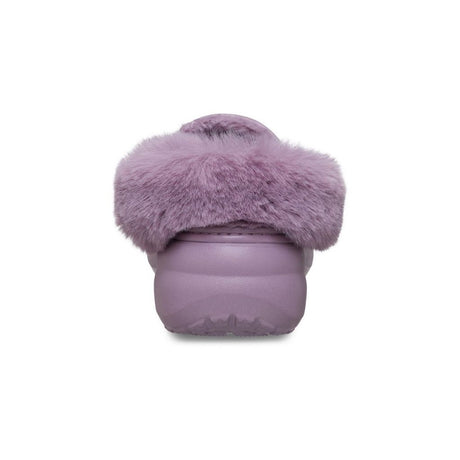 Clog Crocs Classic Platform lilla con fodera effetto peluche e cinturino posteriore rivestito