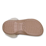 Clog Crocs Classic Platform cappuccino con fodera effetto peluche crema e cinturino posteriore rivestito