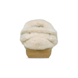 Clog Crocs in finta scamosciata con colletto in ecopelliccia crema e cinturino