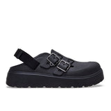 Clog Crocs Loaferette nero con suola platform, due fibbie e cinturino posteriore