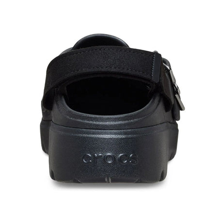 Clog Crocs Loaferette nero con suola platform, due fibbie e cinturino posteriore
