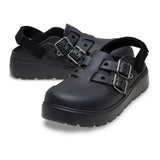 Clog Crocs Loaferette nero con suola platform, due fibbie e cinturino posteriore
