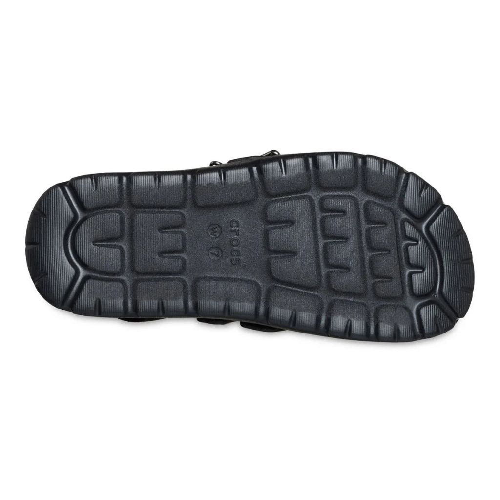 Clog Crocs Loaferette nero con suola platform, due fibbie e cinturino posteriore