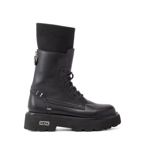 Anfibio Cult nero in pelle con gambale effetto calzino e suola alta