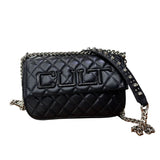 Borsa a tracolla CULT Girlschool nera in ecopelle trapuntata con catena e borchie silver