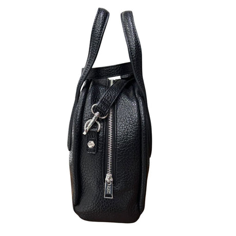 Borsa a mano CULT Myles nera in ecopelle bottolata con tracolla regolabile