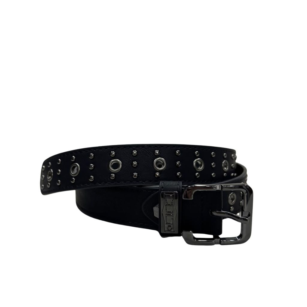Cintura donna Cult nera in ecopelle, borchie tonde